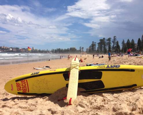 Surf rescue board on Queenscliff Beach